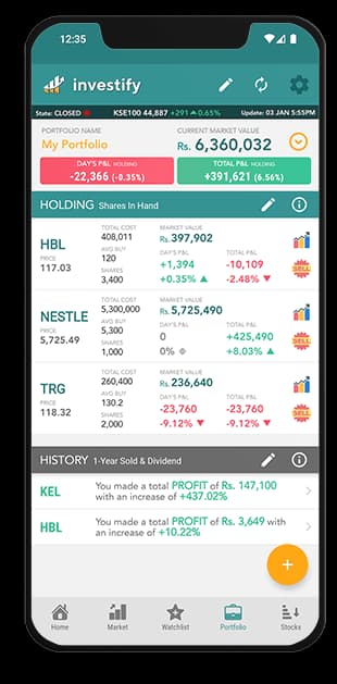 Investify portfolio manager for tracking PSX holdings and returns