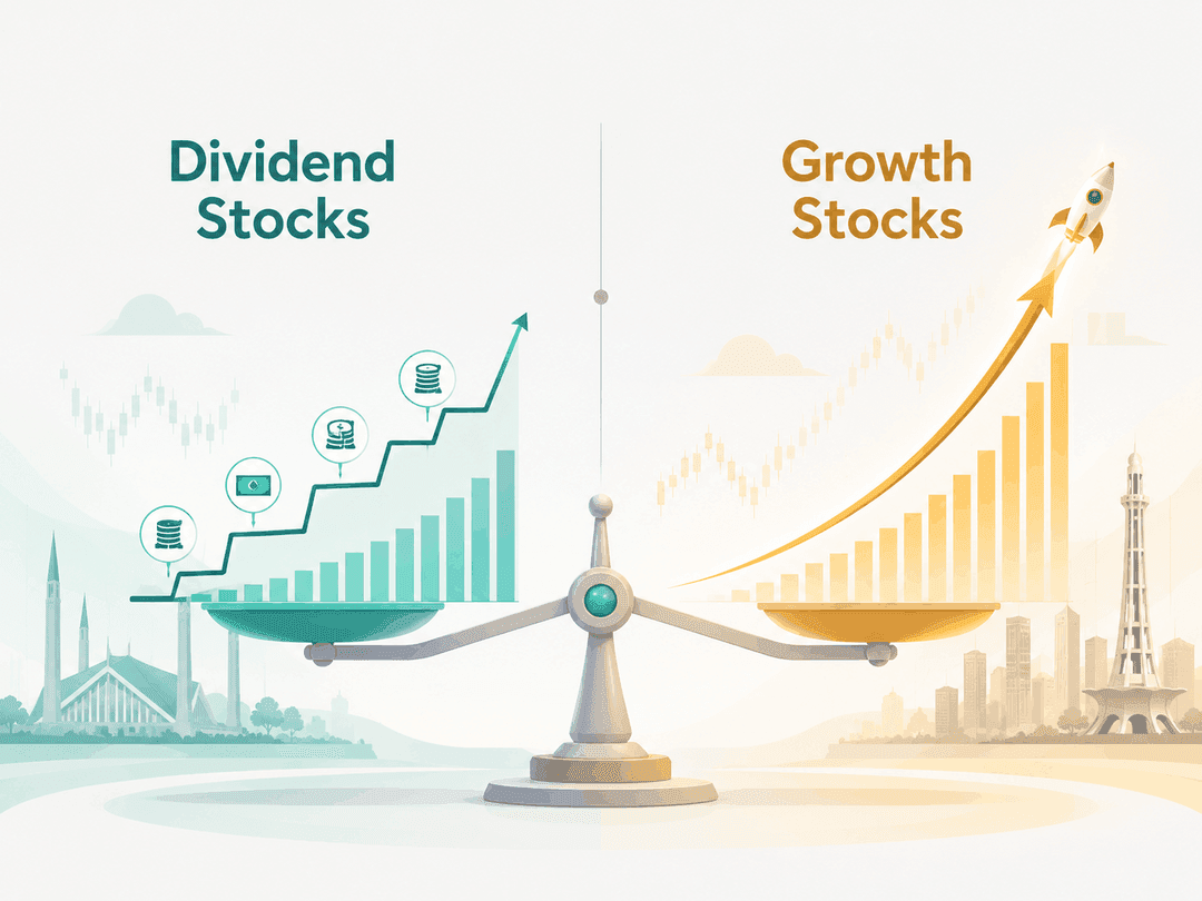 Illustration comparing dividend stocks and growth stocks on PSX