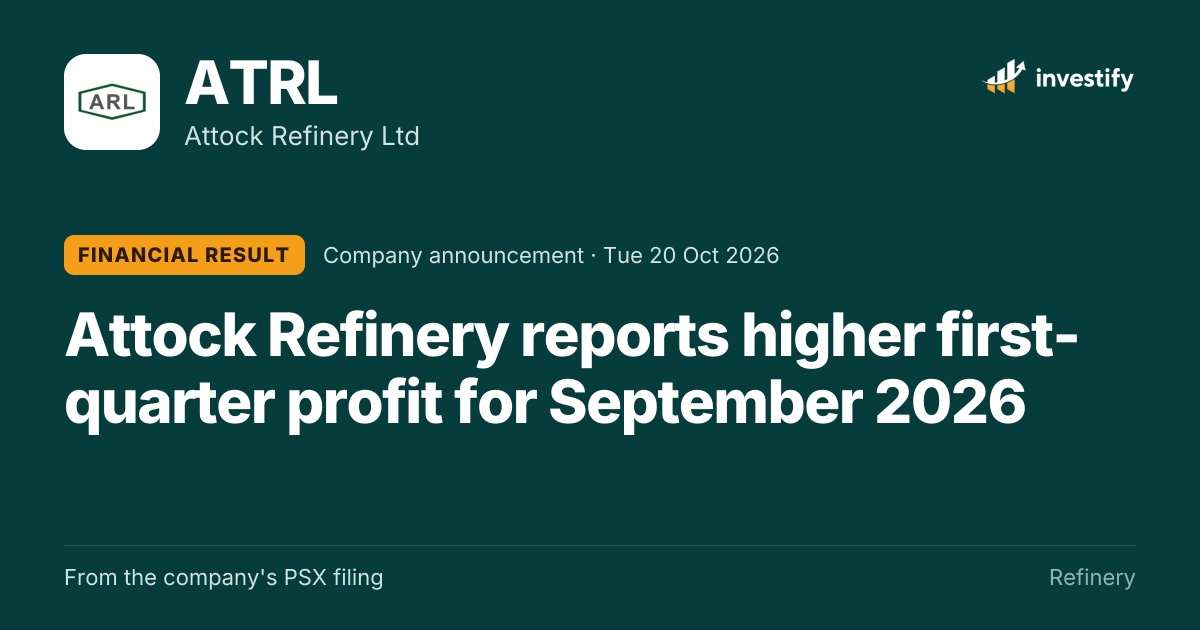 ATRL Financial Result: Attock Refinery reports higher first-quarter ...