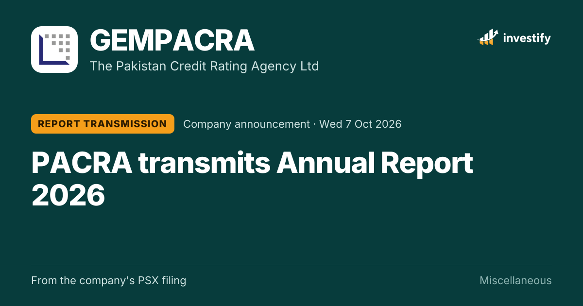 GEMPACRA: PACRA transmits Annual Report 2026 | Investify