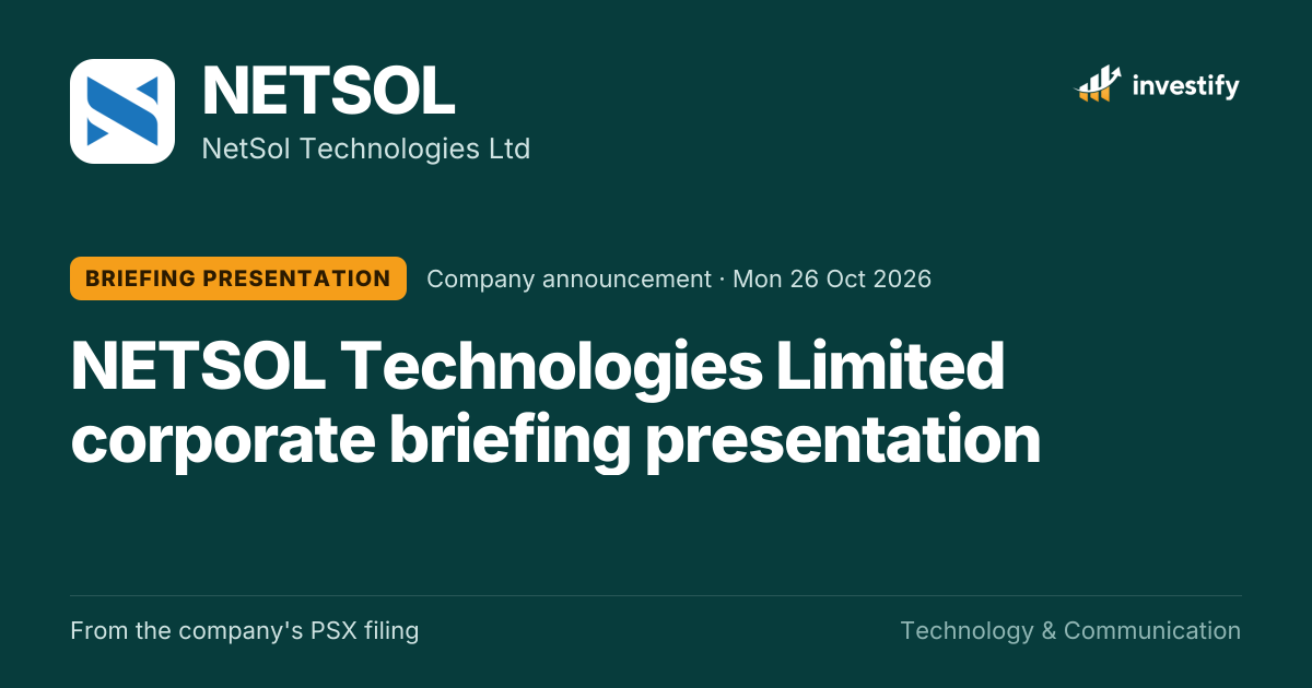NETSOL Briefing Presentation: NETSOL Technologies Limited corporate ...