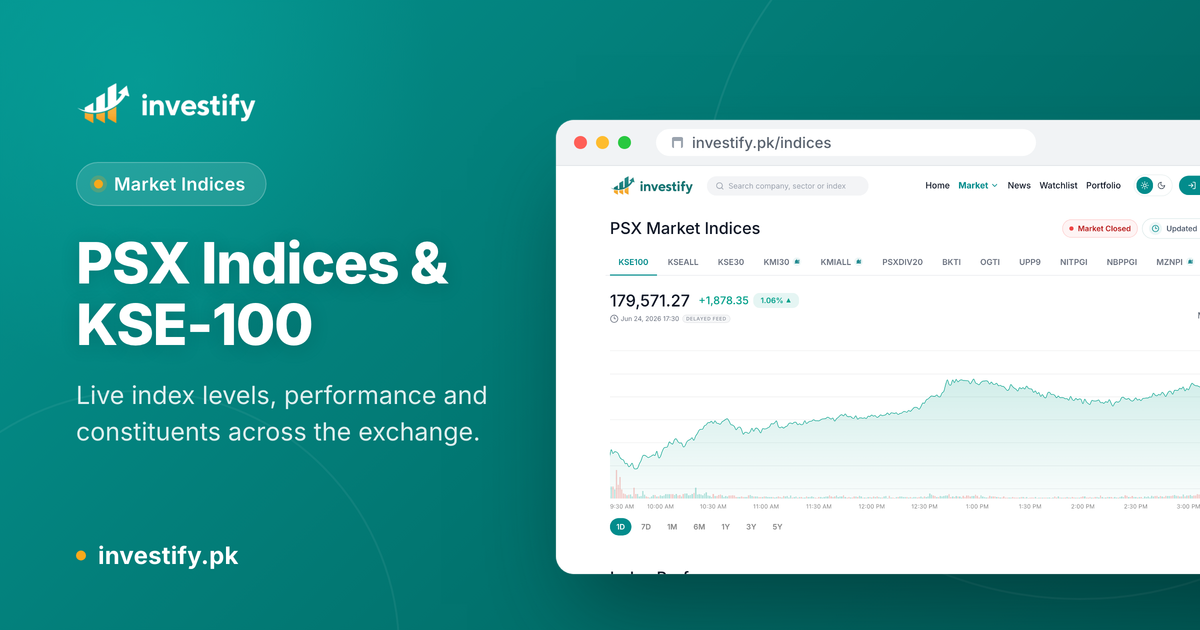 PSX Market Indices, KSE100, KSE30, KMI30 & KMIALL